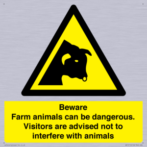 Beware Farm animals can be dangerous. Visitors are advised not to interfere with animals